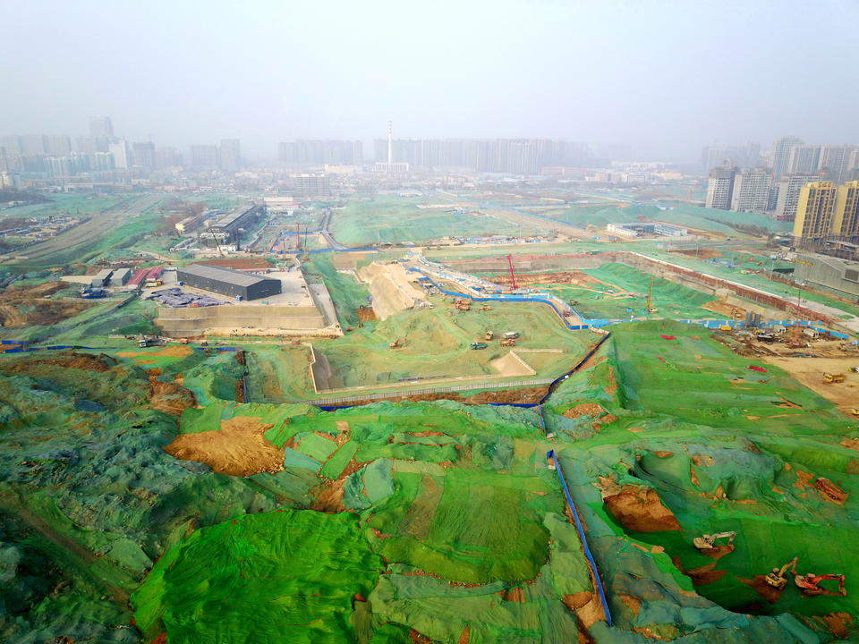 济南CBD初春新貌,众多高层建筑物犹如雨后春笋般崛起