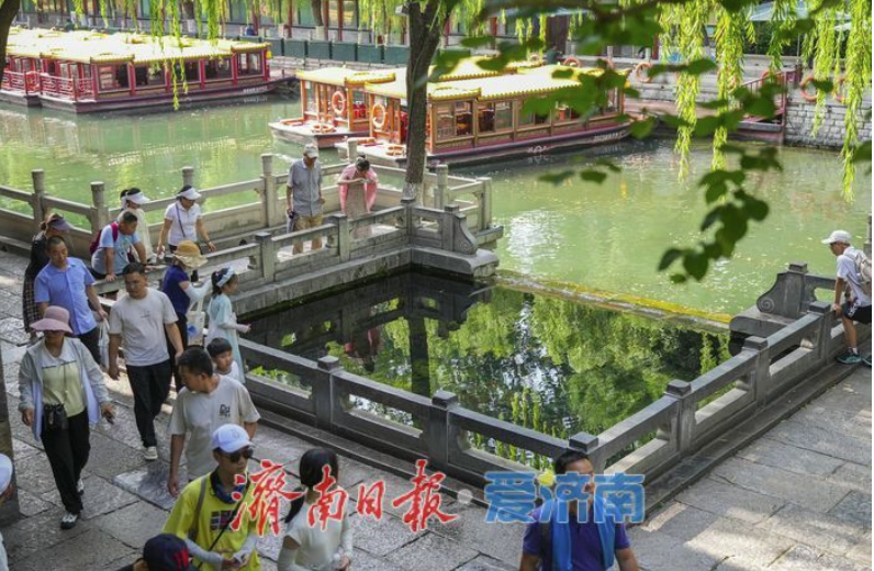 一年四季 泉在济南丨护城河畔人气旺 市民游客乐享泉城夏日清凉