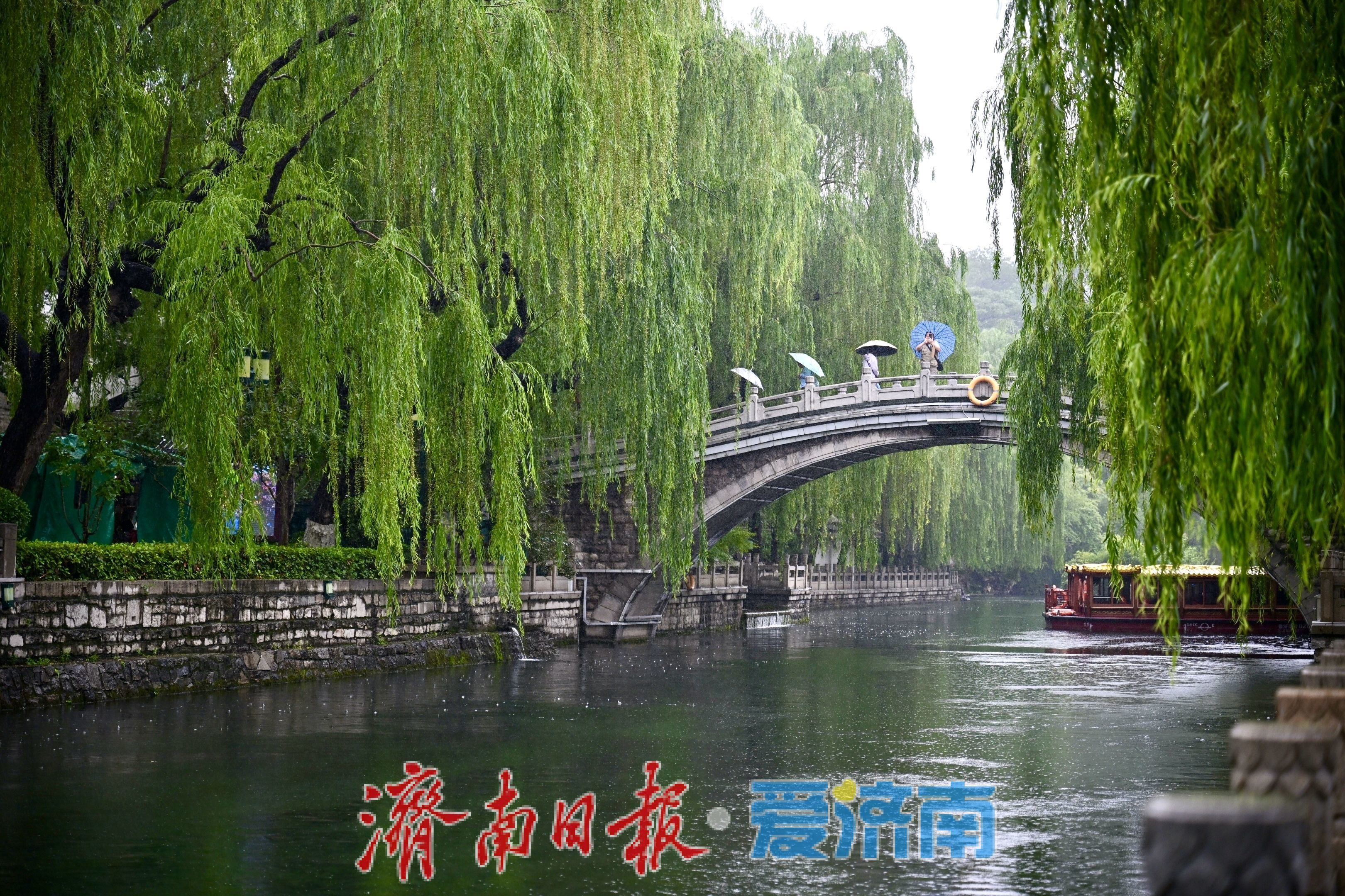 雨中观泉别样美！黑虎泉水位抬升，环城画廊如诗